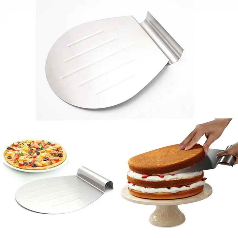 SDFC-1PCS Baking Tools Stainless Steel Transfer Cake Tray Moving Plate Bread Pizza Blade Shovel Bakeware Pastry Scraper