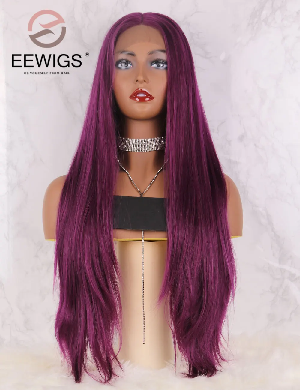 EEWIGS светильник розовый до белый цвет Омбре высокая температура Полный парик волос длинные натуральные прямые синтетические кружева передний парик для женщин