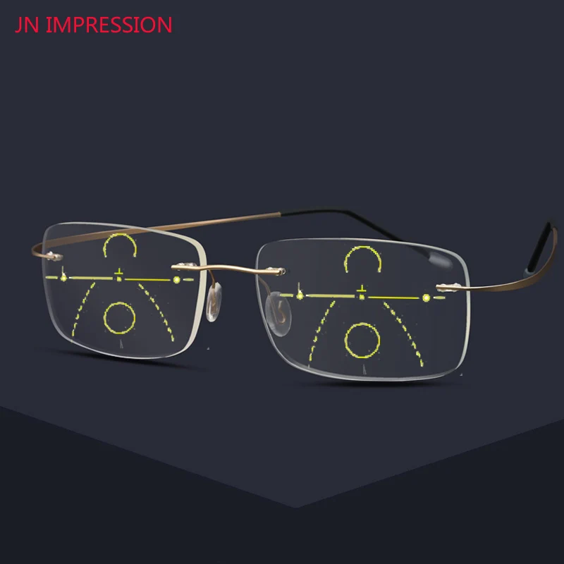 Goede Titanium Computer Reader Progressive Multi Focal Lens Mannen Vrouwen Leesbril Bifocale Verziendheid Presbyopie Brillen