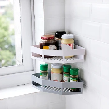 

Corner Bathroom Shelf wall sticker Adhesive Storage Rack bathroom Holder Shower Gel Shampoo Basket bathroom accessories