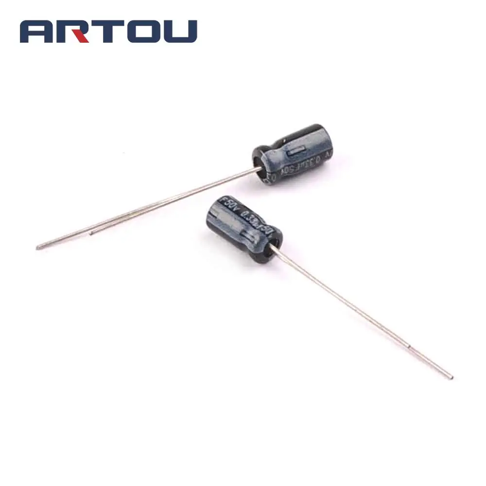 

50PCS 50V 0.33UF 4*7mm Electrolytic Capacitor