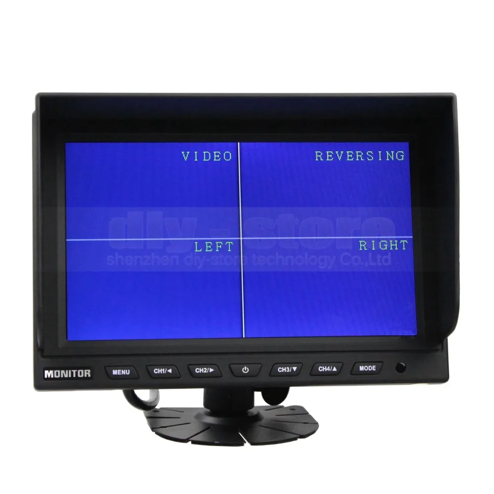  DIYSECUR 9 Inch Split Quad Display Color Rear View Monitor Video Monitor Screen for Video Surveillance System 