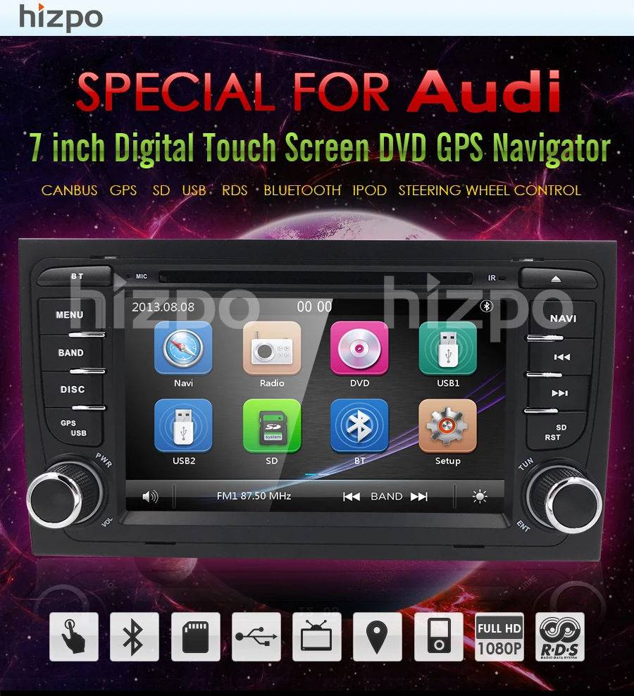Flash Deal HIZPO 7 Inch Touch screen Car DVD player for Audi A4 B6 2000-2006 year RS4 Seat Exeo GPS navigation BT DVR  Free camera Map card 0