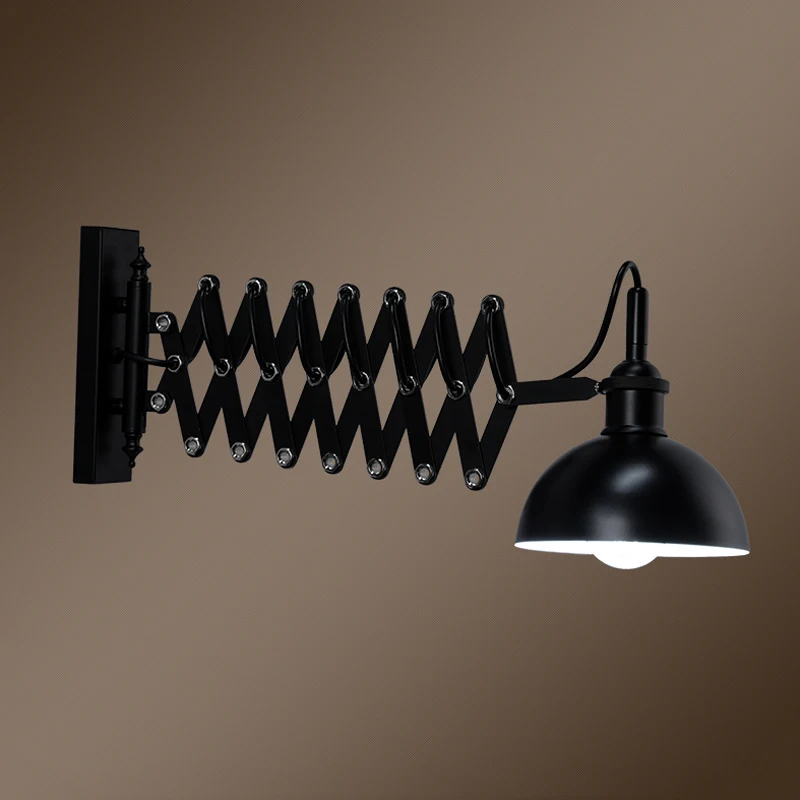 Retro loft flexible wall lamp vintage iron stretching wall sconce E27 bedside bedroom living room office study cafe bar light