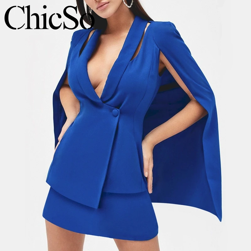 MissyChilli модный офисный женский синий Блейзер, женский элегантный облегающий плащ, Блейзер, пальто, feminino, Осень-зима, сексуальная куртка, Блейзер, Топ