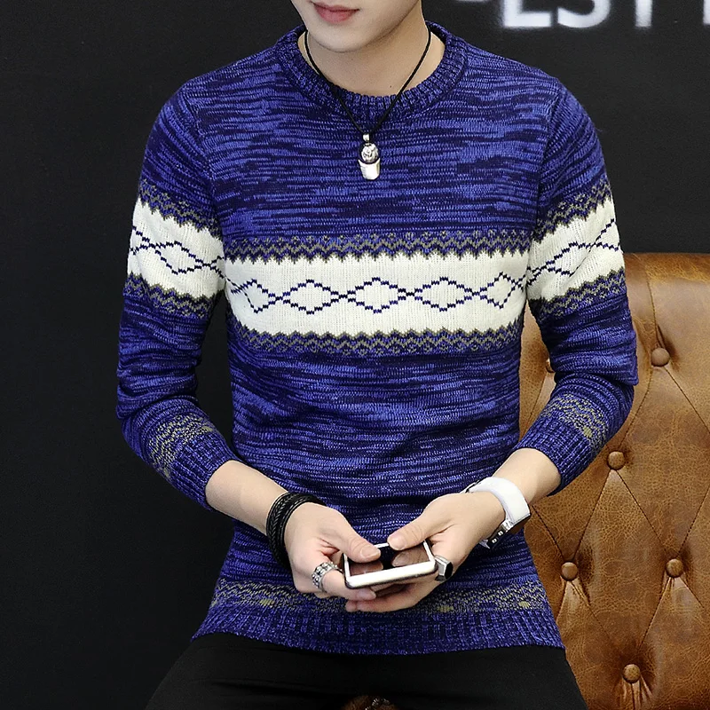 LEFT ROM 2019 New Sweaters Men Fashion Style Autumn Winter Patchwork Knit shirts Man Quality brand