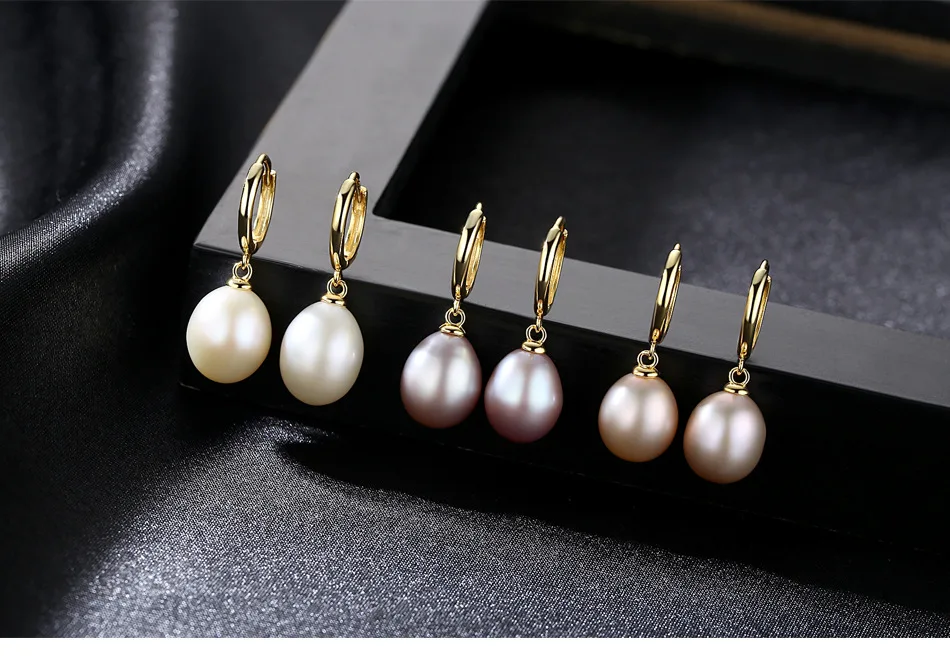 

S925 sterling silver natural rice beads ladies earrings LBM48