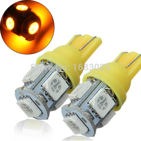 

Big Promotion T10 W5W 168 194 Amber 5050 SMD 5 LED Car Auto Side Wedge Tail Lights Parking Lamp Bulb DC12V