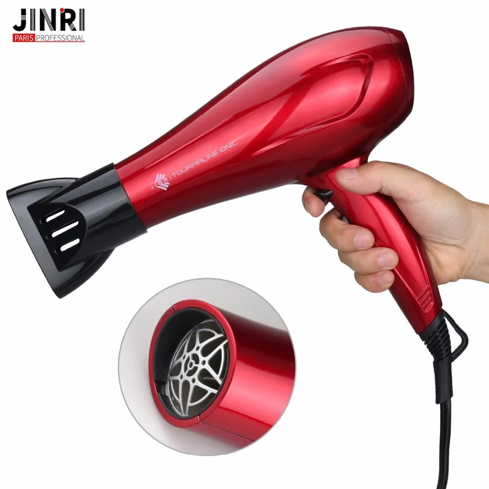 

JINRI Powerful Ceramic Ionic Hair Dryer Negative Ionic Blow Dryer Concentrator 1875W 2 Speed and 3 Heat Settings US Plug Red