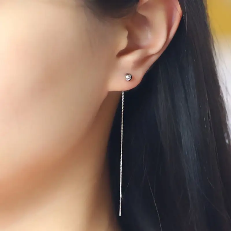 

Fashion 925 Sterling Silver Long Ball Beads Earrings for Women Korean Earrings Brincos Pendientes Wedding Jewelry Wholesale
