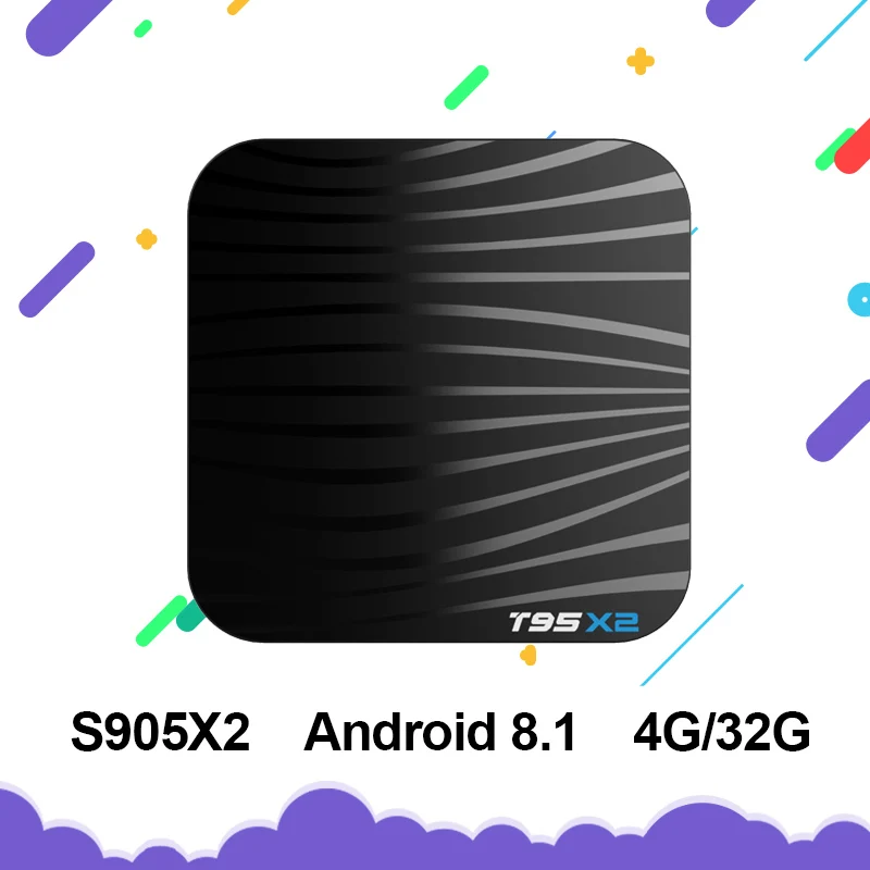 Хит продаж T95X2 Смарт ТВ коробка Android 8 1 4 ГБ 32 Amlogic S905X2 четырехъядерный H.265 4K BT4.0 Youtube