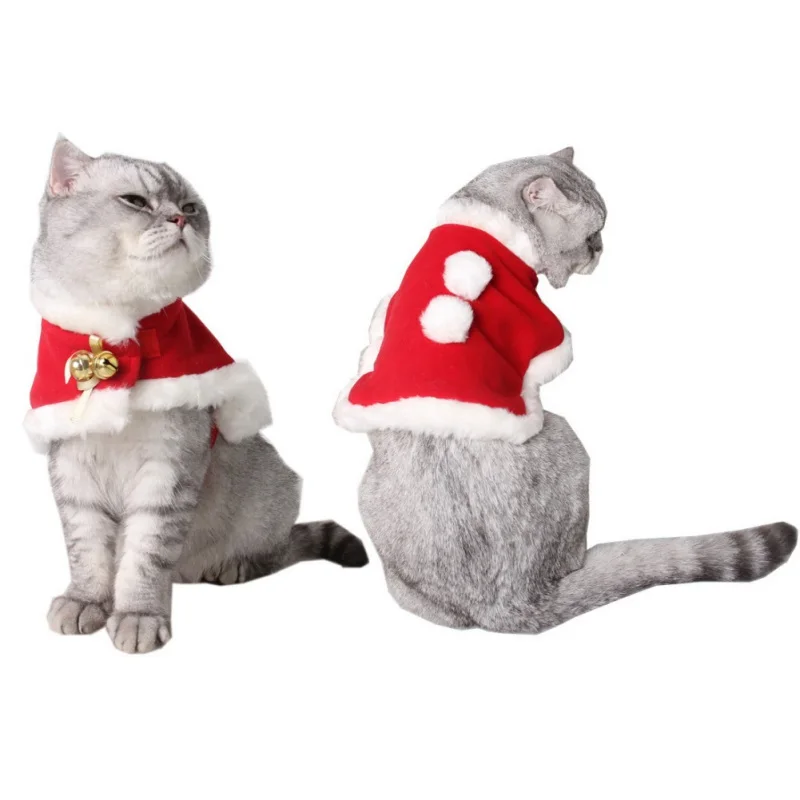 Одежда для кошечек, рождественское пальто-Мантия, вечерние товары для домашних животных, теплый красный плащ для кошек