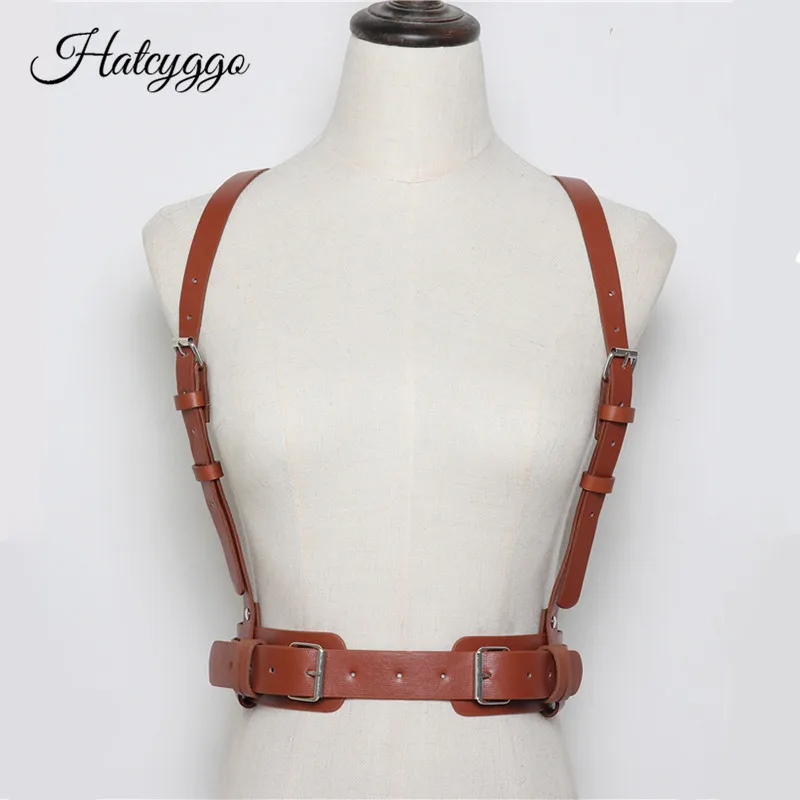 

HATCYGGO Sexy Women Leather Harness Belts Adjustable Metal Buckle Waistband PU Straps Harness Body Bondage Female Waist Belt