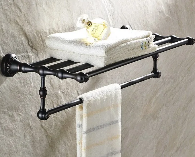 Bathroom Copper Towel Bar Oil Rubbed Bronze Towel Holder Towel Rack Shelf Holder Brief Fixed Bathroom Accessory zba445