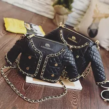 Мода персонализированные Женская Творческий куртка сумка черный цвет пальто в форме Костюм-Новинка с диамантами цепочкой Мини Сумки из натуральной кожи