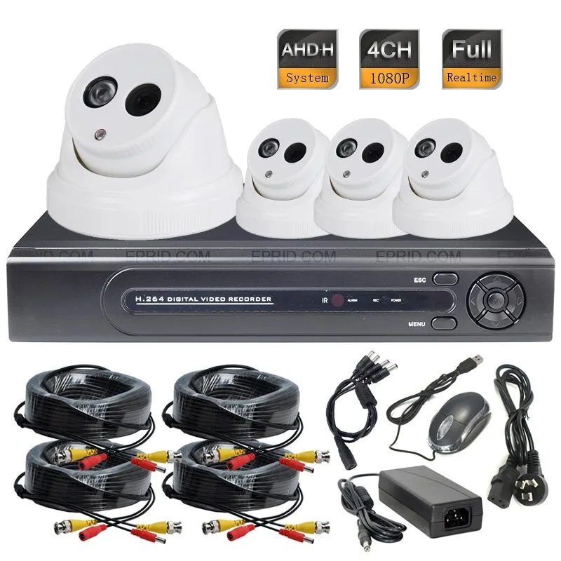 4CH AHD-H 1080P Full Real Time DVR 2.0MP Indoor Camera CCTV Security System