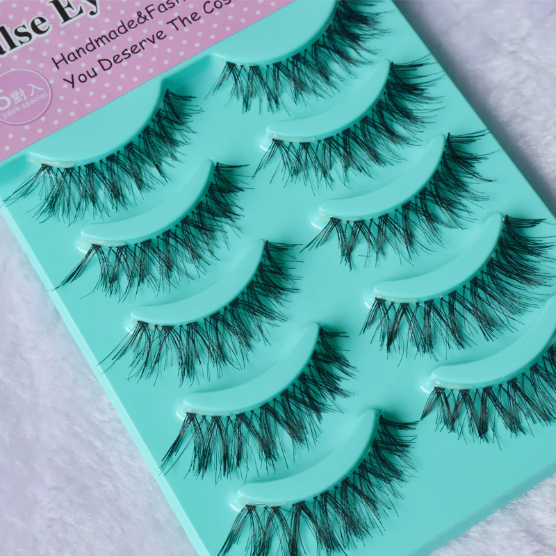 5pairs False Eyelashes Set Hand Made Crisscross Eye Lash Extension Tools False Strip Lashes Beauty Essentials 3