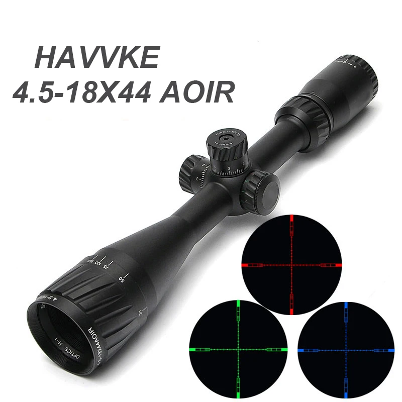 

HAVVKE 4.5-18X44 AOIR Optical Riflescope Red &Green&Blue Illuminated Scope Reticle Rifles Hunting Scopes For Airsoft