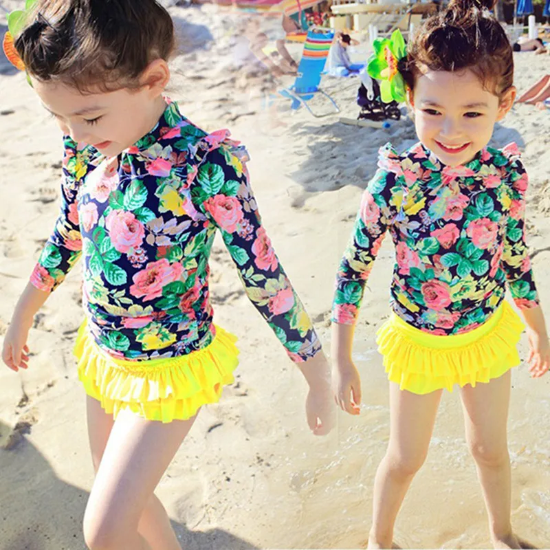 2016 Korean Baby Girl Print Bikini Kids Girl Swimwear Baby Swimsuit
