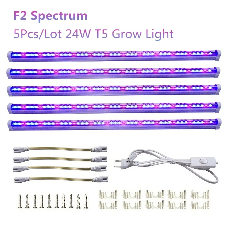 Светильник для выращивания растений ReBlue, лампа для выращивания растений 24 Вт, светильник для выращивания растений, светодиодный светильник для выращивания растений, лампа для выращивания всего спектра, 110 В, 220 В, светодиодная лампа для выращивания растений - Испускаемый цвет: 5Pcs 24WF2 Spectrum