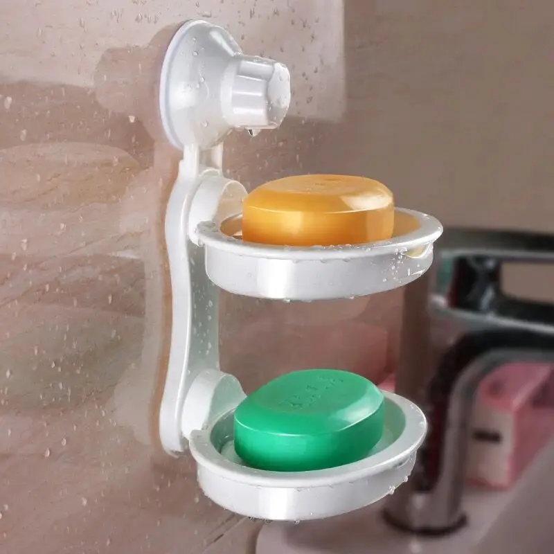 Two Layer Suction Holder Soap Dish Storage Basket Soap Box Stand Soap Holder Kitchen Tools Bathroom Accessories