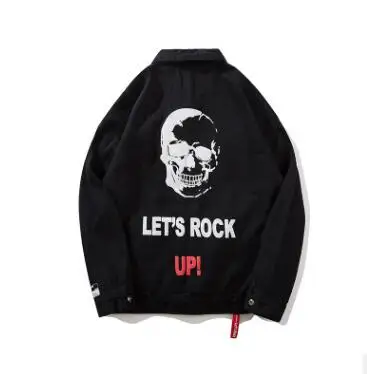 

2018 New Men's Cotton Fashion Jackets European and American Original High-Street Hip-Hop Clothing Skulls Stand Color T
