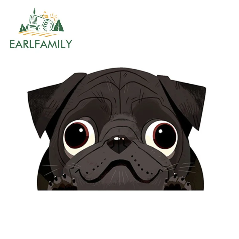 

EARLFAMILY 13cm x 8.9cm Black Pug Vinyl Decal Cartoon Animal Car Sticker Window Bumper Decor Waterproof Car Styling Accessories