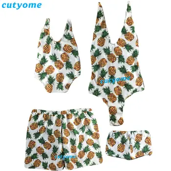 

Mother Daughter Father Son Matching Swimsuits Pineapple Bikini Shorts Family Swimwear Outfits Mommy And Me Dad Mom And Daughter