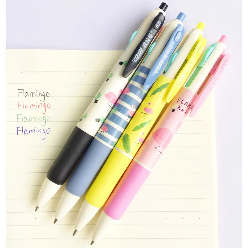 4 шт./партия Hello, фламинго, 4 цвета, массивная мультяшная Шариковая ручка для школы, Офисная поставка, Подарочные канцелярские принадлежности, Papelaria Escolar