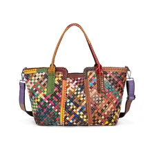 Новая модная женская сумка, Разноцветные сумки из натуральной кожи, женская сумка на плечо, мягкие плетеные сумки, сумка-мессенджер, сумки через плечо