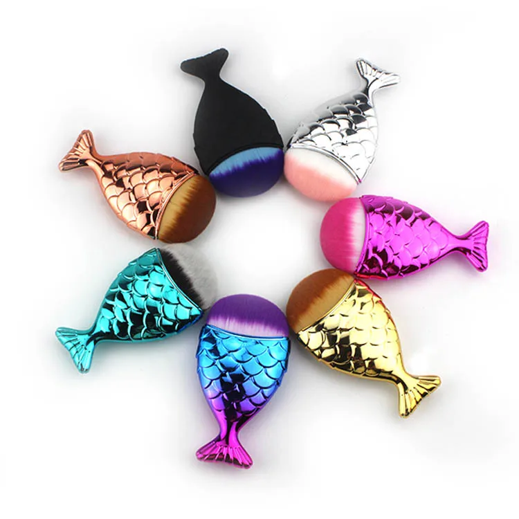 

1 PCS Mermaid Tail Brush Rose Gold Fish Brushes Powder Blusher Makeup Brush Set Tool Contour Foundation Brush