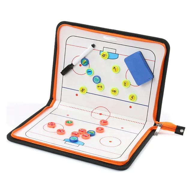 Hockey Coach Clip Board Dry Erase Marker with Eraser PU Black Hockey