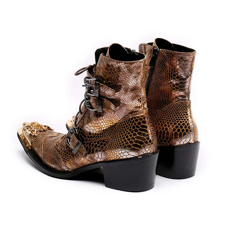 Mabaiwan/мужская кожаная обувь в стиле панк; военные ковбойские ботильоны; высокие резиновые сапоги с металлическим острым носком; Мужская обувь с пряжкой на шнуровке
