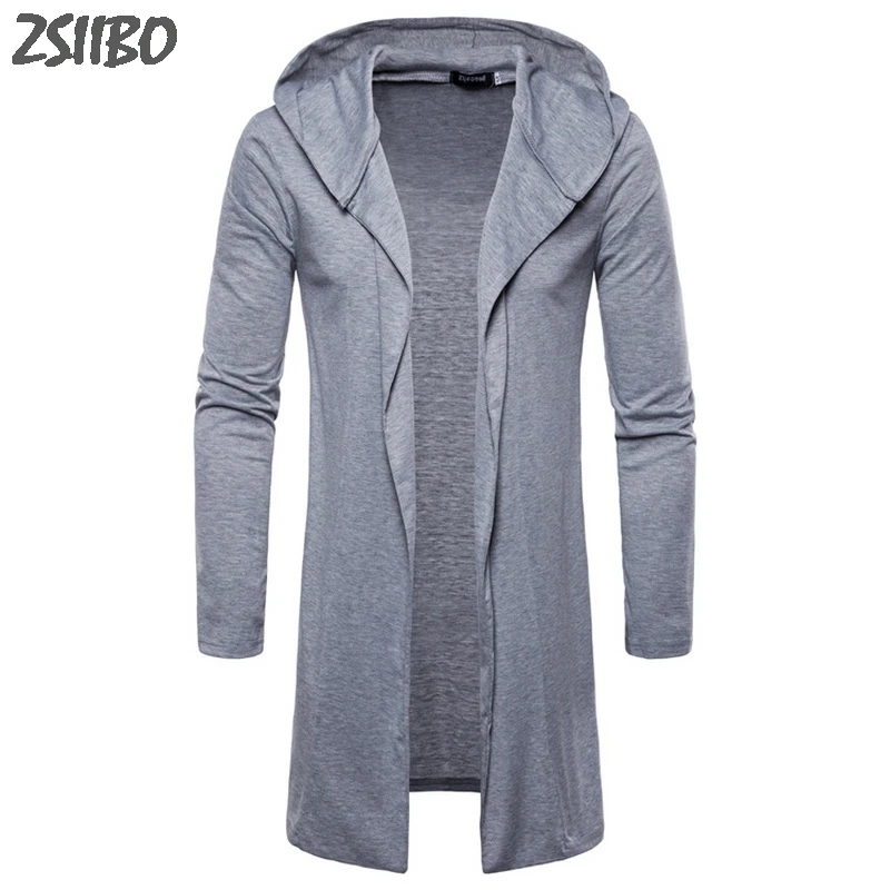 

Men's Long Sleeve Streetwear Spring Autumn Sweater New Trench Coat For Casual Hooded Long Cardigan knit Warm Knitwear Slim Tops