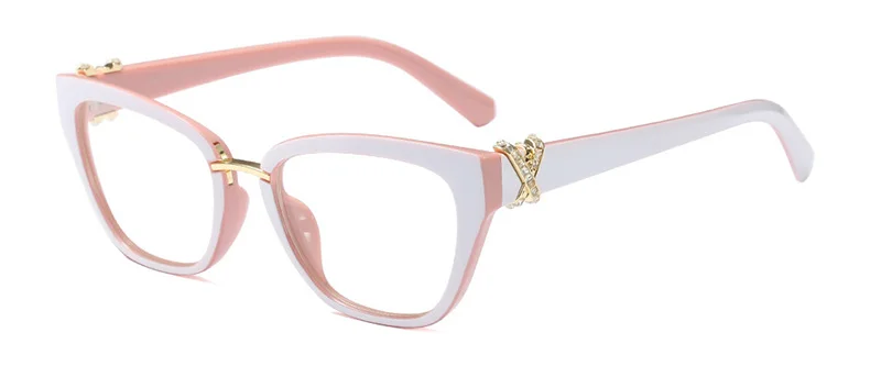 SHAUNA, металлический аксессуар, женские очки "кошачий глаз", оправа из ацетатного материала, оптическая оправа - Цвет оправы: White Pink