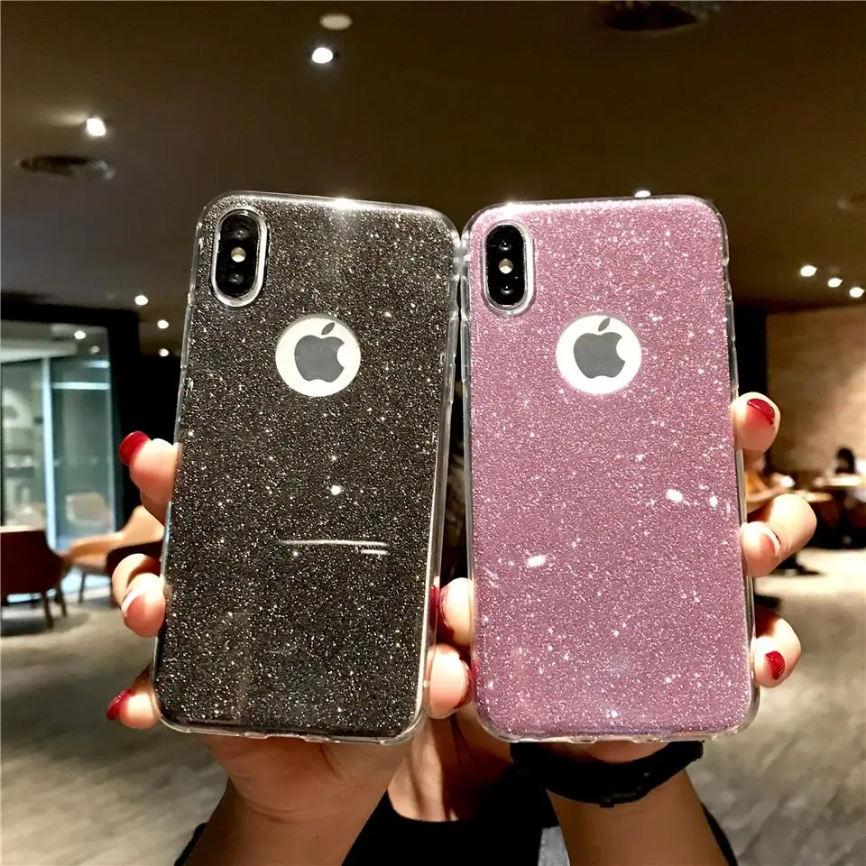 Блестящий силиконовый чехол 2 в 1 для iphone XS MAX XR X 6s 7 8 Plus TPU XiaoMi RedMi 6A 6 5 Pro 5A 4A 3S Note 3 4 4X |