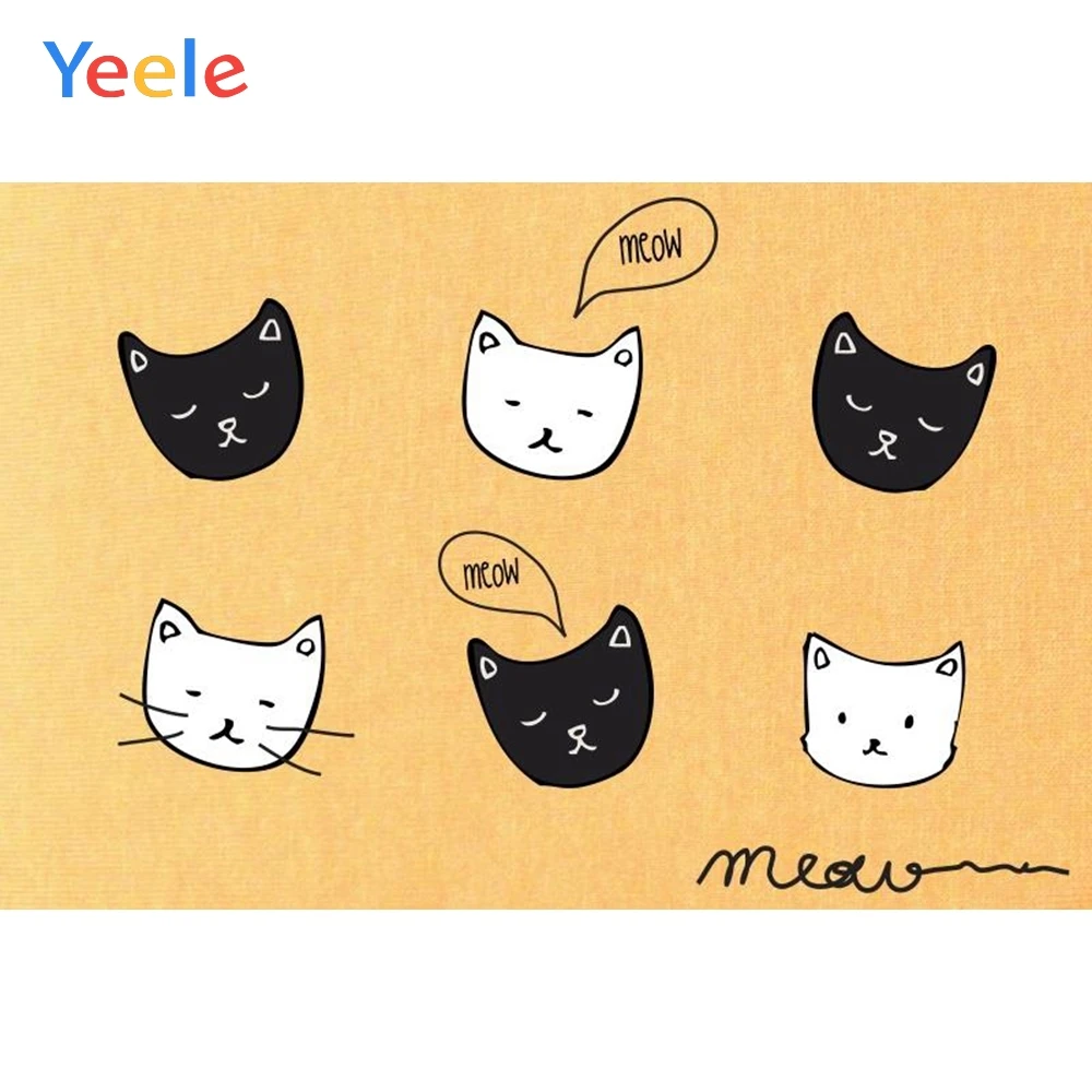 

Yeele Yellow Backdrop Cat Pattern Baby Portrait Photography Customized Backdrops Photographic Backgrounds For Photo Studio
