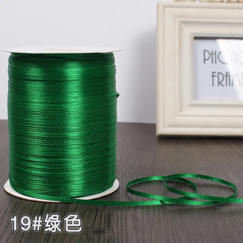 3 мм ширина бордовые атласные ленты 22 метра швейная ткань подарочная упаковка «сделай сам» ленты для свадебного украшения - Цвет: Green