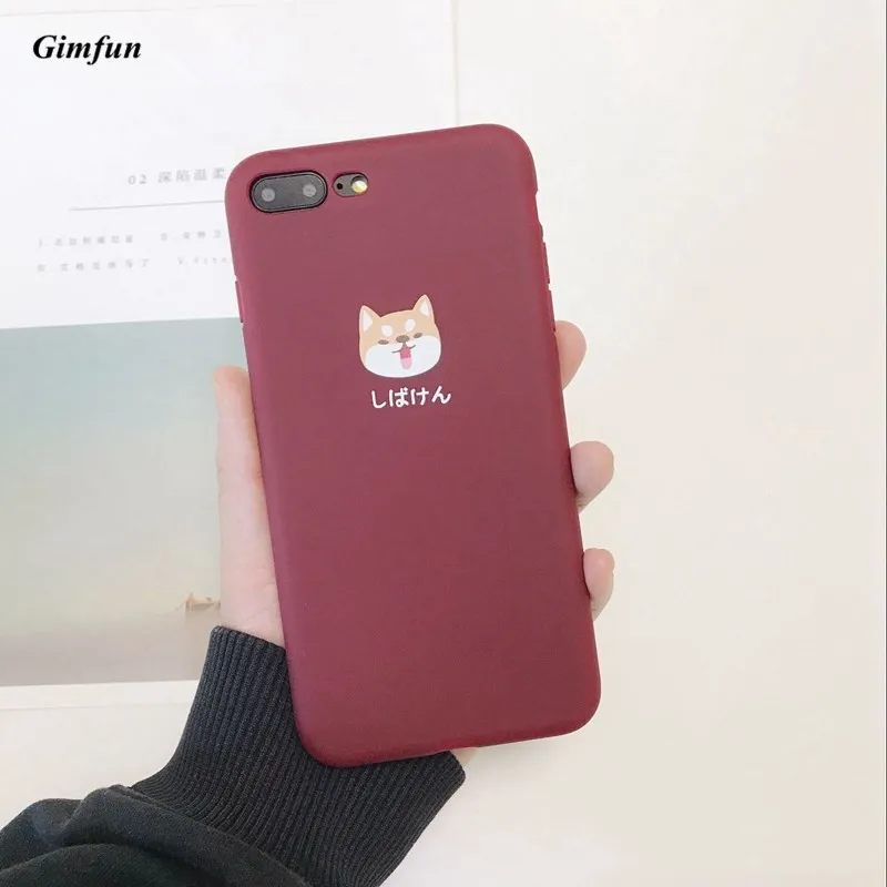 

Gimfun Lovely Cartoon Dog Phone Case for Iphone 7 Winered Soft Silicone Case for Iphone 6 6s 8 Plus X Anti-knock Back Cover
