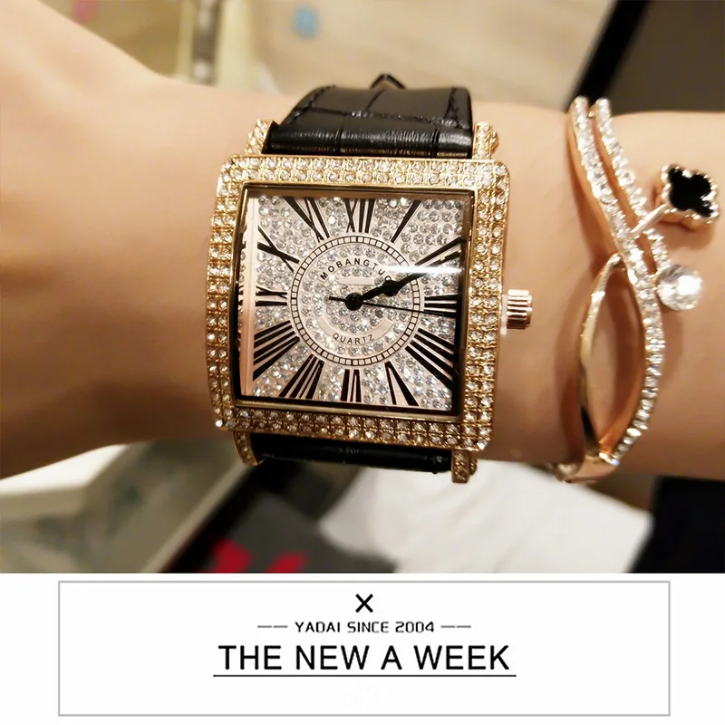 Модные повседневные женские часы люксовый бренд кожаный ремешок Кварцевые женские наручные часы женские Стразы Наручные часы подарок