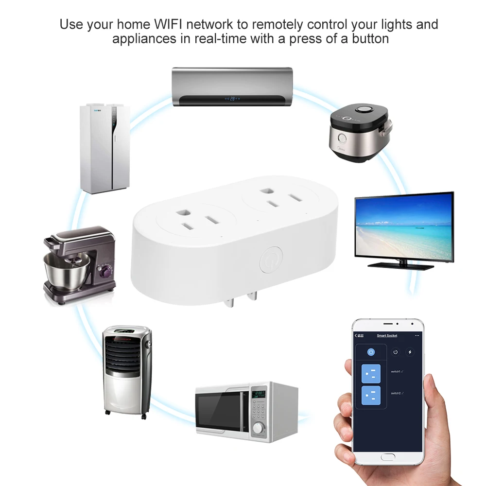 Smart Plug 2 в 1 wifi Мини Смарт розетки с энергией набор для мониторинга графика дистанционного управления из любого места голосового управления