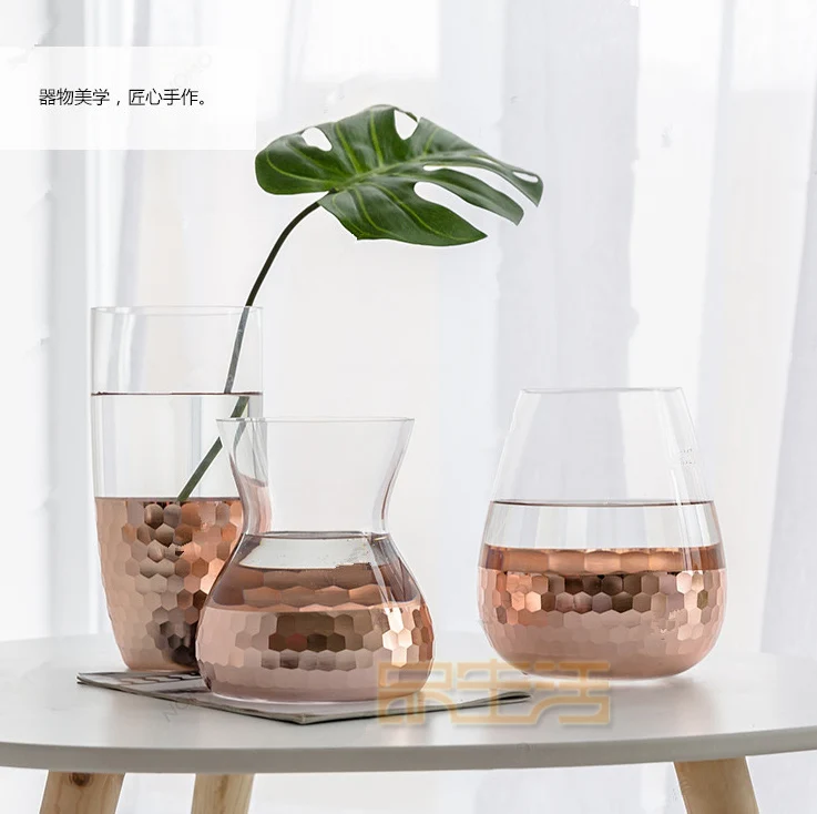 

christmas decorations for home German high-end 22K rose gold foil carved crystal glass vase flower flower arrangement Candlestic