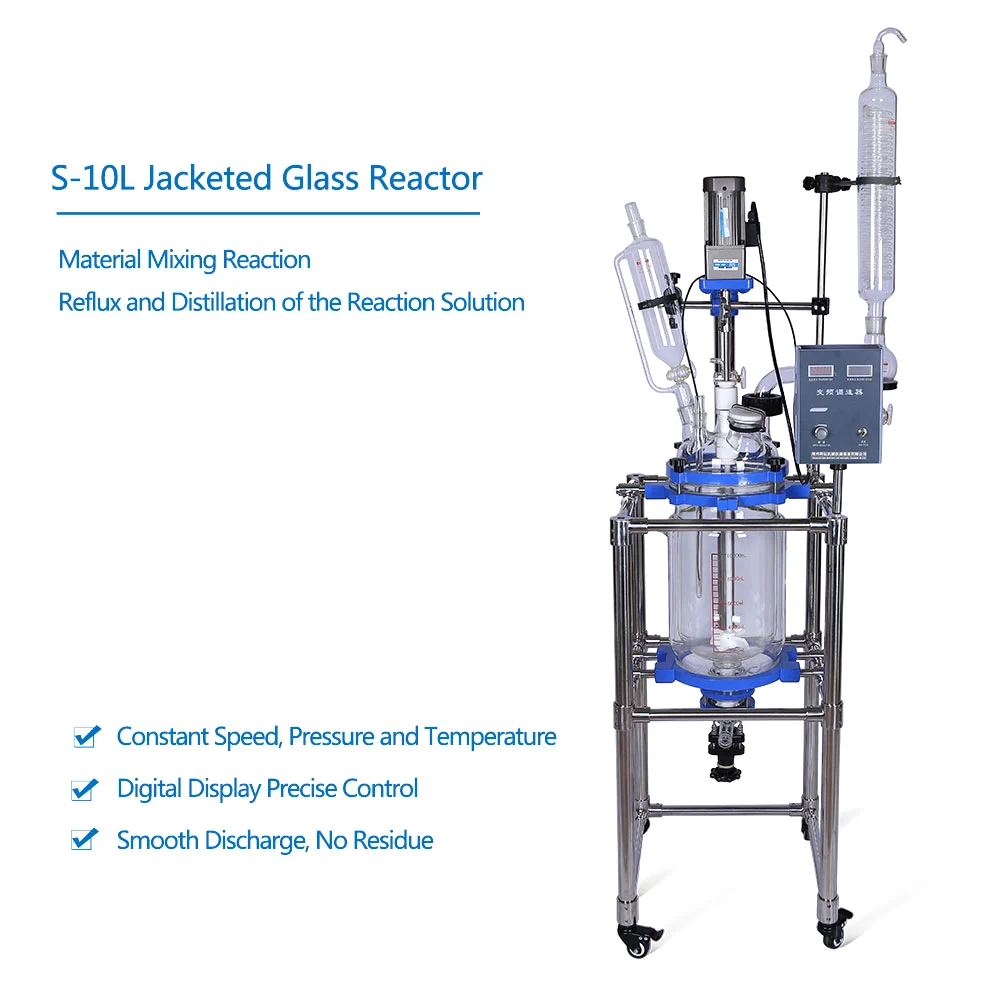 ZOIBKD 10L лабораторный двухслойный вакуумный стеклянный реактор с рубашкой/пилотный химический реактор с рубашкой/непрерывные перемешиваемые Reacti