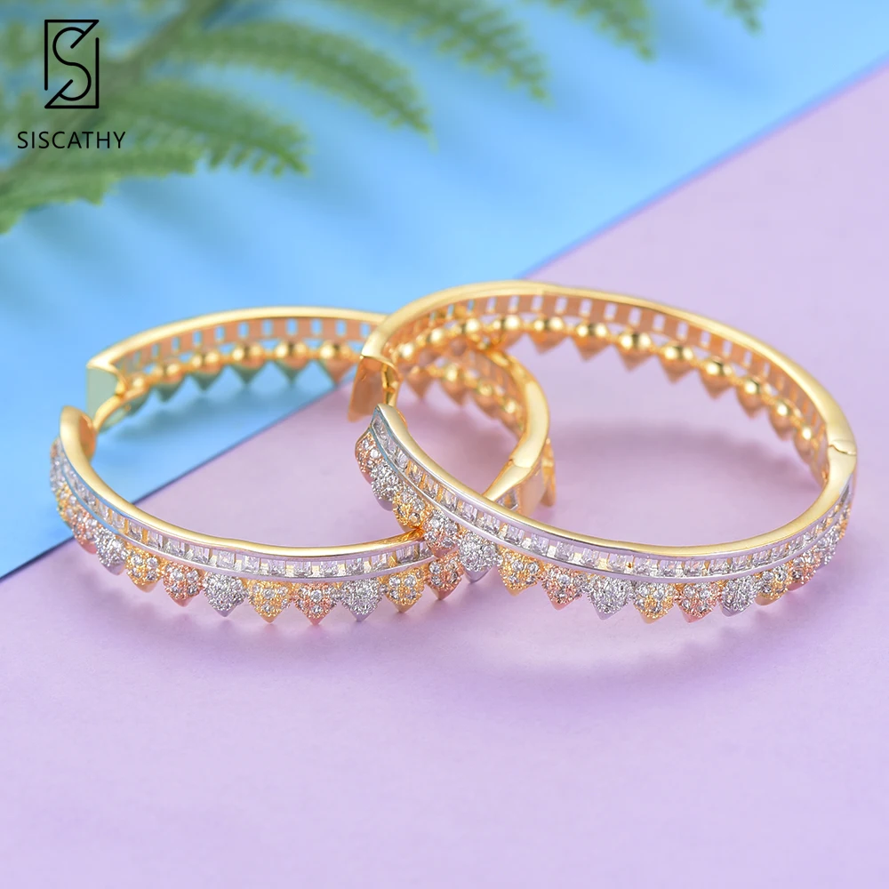 

SISCATHY Luxury Nigerian Women Hoop Earrings Cubic Zirconia Geometric Earrings Daily Wear boucle d'oreille Fashion Jewelry