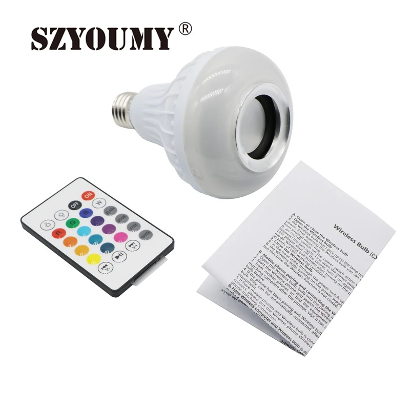 SZYOUMY Bluetooth музыкальная лампа E27 свет 6 Вт В 240-100 в музыка Palying & RGB свет с 24 клавишами дистанционного управления беспроводной динамик 100 шт