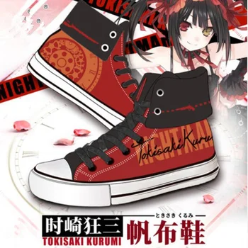 

Tokisaki Kurumi Nightmare Shoes Cosplay Anime DATE A LIVE High-Top Casual Canvas Shoes Red Unsex 39-44 Cartoon Fashion Hip Hop