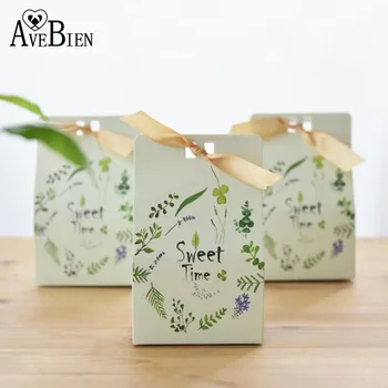 

AVEBIEN New Garden Wind Candy Box Wedding Decoration Wedding Favors and Gifts Candy Box Fruit Green Gift Bag Party Supplies 20pc