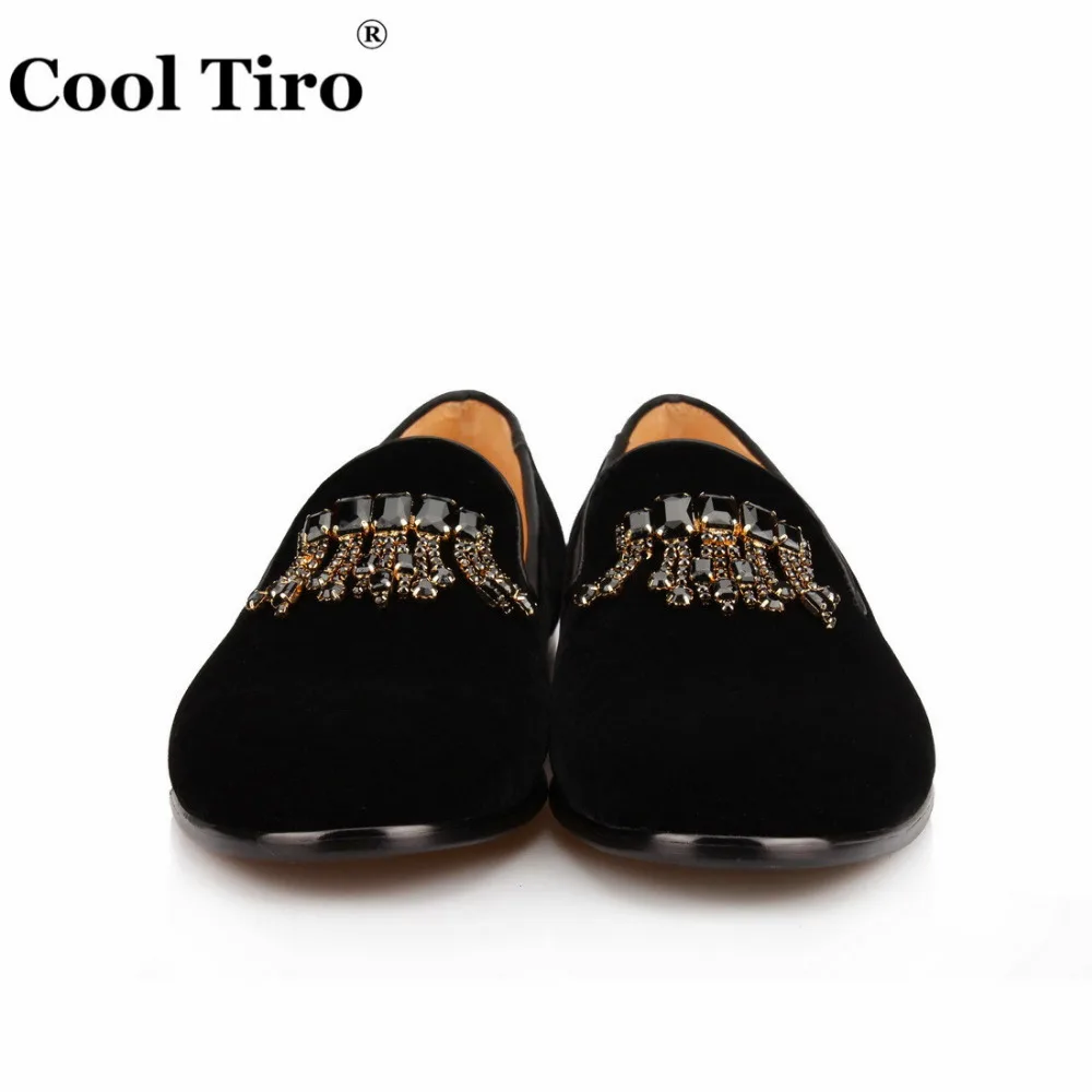 Velvet Loafers Crystal tassels Slippers (7)