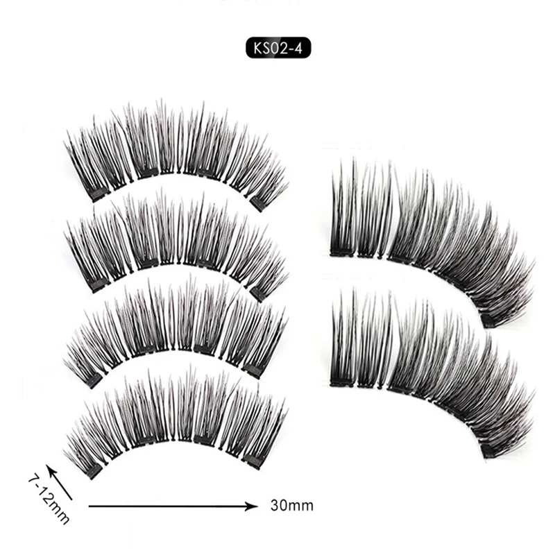 New 2 Pair 4 Magnetic False Eyelashes natural 3D Reusable magnets handmade magnetic lashes natural Mink eyelashes magnet lash