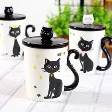 New 360ml Lovely Cat Tail Handle Mugs Cup Ceramic Coffee Tea Milk Drinkware With Spoon Cover Three in One Mug Gift цена New 360ml Lovely Cat Tail Handle Mugs Cup Ceramic Coffee Tea Milk Drinkware With Spoon Cover Three in One Mug Gift цены онлайн